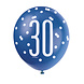 Ballonnen 30 Jaar Stippen Blauw 30cm 6st Ballonnen 30 Jaar Stippen Blauw 30cm 6st