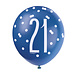 Ballonnen 21 Jaar Stippen Blauw 30cm 6st Ballonnen 21 Jaar Stippen Blauw 30cm 6st