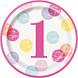 Borden 1 Jaar Roze Stippen 23cm 8st Borden 1 Jaar Roze Stippen 23cm 8st