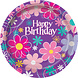 Bloemen Borden Happy Birthday 23cm 8st Bloemen Borden Happy Birthday 23cm 8st