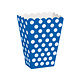 Blauwe Popcorn Bakjes Witte Stippen 13,7cm Blauwe Popcorn Bakjes Witte Stippen 13,7cm