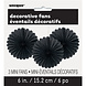 Papieren Waaiers Zwart 15cm 3st Papieren Waaiers Zwart 15cm 3st