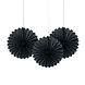 Papieren Waaiers Zwart 15cm 3st Papieren Waaiers Zwart 15cm 3st