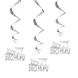 Hangdecoratie Happy Birthday Zilver 81cm 3st Hangdecoratie Happy Birthday Zilver 81cm 3st