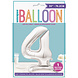 Folie Ballon Cijfer 4 Zilver Standaard 76cm Folie Ballon Cijfer 4 Zilver Standaard 76cm