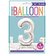 Folie Ballon Cijfer 3 Zilver Standaard 76cm Folie Ballon Cijfer 3 Zilver Standaard 76cm
