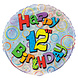 Helium Ballon 12 Jaar Glitters 45cm leeg Helium Ballon 12 Jaar Glitters 45cm leeg