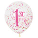 Confetti Ballonnen 1 Jaar Roze 30cm 6st Confetti Ballonnen 1 Jaar Roze 30cm 6st