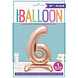 Folie Ballon Cijfer 6 Rosé Goud met standaard 76cm Folie Ballon Cijfer 6 Rosé Goud met standaard 76cm