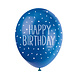 Ballonnen Happy Birthday Confetti Blauw 30cm 5st Ballonnen Happy Birthday Confetti Blauw 30cm 5st