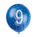 Ballonnen 9 Jaar Confetti 30cm 5st Ballonnen 9 Jaar Confetti 30cm 5st
