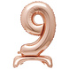 Folie Ballon Cijfer 9 Rose Goud Standaard 76cm Folie Ballon Cijfer 9 Rose Goud Standaard 76cm