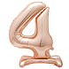 Folie Ballon Cijfer 4 Rose Goud Standaard 76cm Folie Ballon Cijfer 4 Rose Goud Standaard 76cm