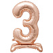 Folie Ballon Cijfer 3 Rose Goud Standaard 76cm Folie Ballon Cijfer 3 Rose Goud Standaard 76cm