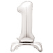 Folie Ballon Cijfer 1 Zilver Standaard 76cm Folie Ballon Cijfer 1 Zilver Standaard 76cm