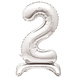 Folie Ballon Cijfer 2 Zilver Standaard 76cm Folie Ballon Cijfer 2 Zilver Standaard 76cm
