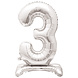 Folie Ballon Cijfer 3 Zilver Standaard 76cm Folie Ballon Cijfer 3 Zilver Standaard 76cm