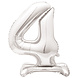 Folie Ballon Cijfer 4 Zilver Standaard 76cm Folie Ballon Cijfer 4 Zilver Standaard 76cm