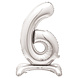Folie Ballon Cijfer 6 Zilver Standaard 76cm Folie Ballon Cijfer 6 Zilver Standaard 76cm