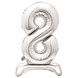 Folie Ballon Cijfer 8 Zilver Standaard 76cm Folie Ballon Cijfer 8 Zilver Standaard 76cm