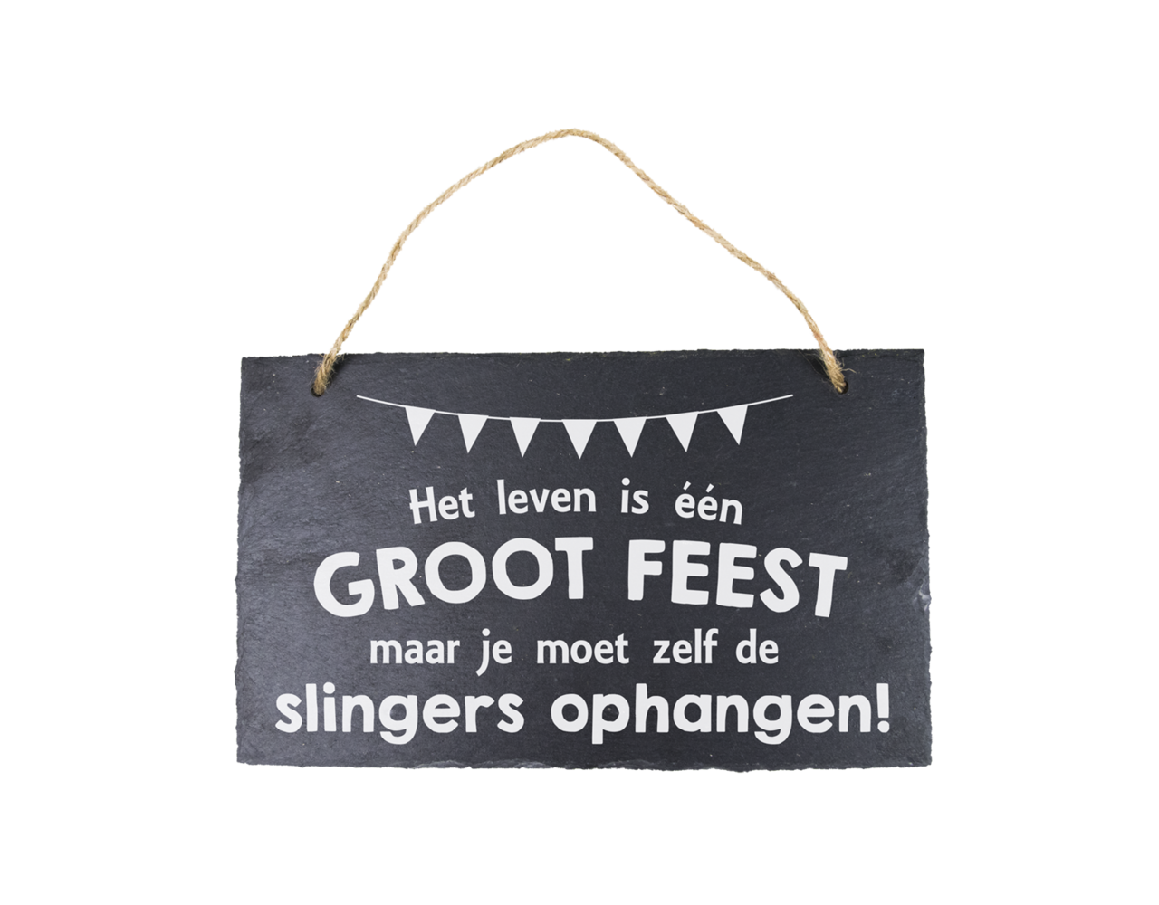 Leisteen Bordje Het Leven Is Een Feest 25cm - Partywinkel