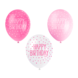 Ballonnen Happy Birthday Confetti Roze 30cm 5st Ballonnen Happy Birthday Confetti Roze 30cm 5st