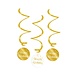 Hangdecoratie Happy Birthday Goud Wit 17cm 3st Hangdecoratie Happy Birthday Goud Wit 17cm 3st