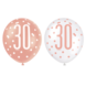 Ballonnen 30 Jaar Rose Goud 30cm 6st Ballonnen 30 Jaar Rose Goud 30cm 6st
