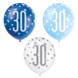 Ballonnen 30 Jaar Stippen Blauw 30cm 6st Ballonnen 30 Jaar Stippen Blauw 30cm 6st