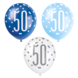 Ballonnen 50 Jaar Stippen Blauw 30cm 6st Ballonnen 50 Jaar Stippen Blauw 30cm 6st
