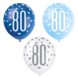 Ballonnen 80 Jaar Stippen Blauw 30cm 6st Ballonnen 80 Jaar Stippen Blauw 30cm 6st