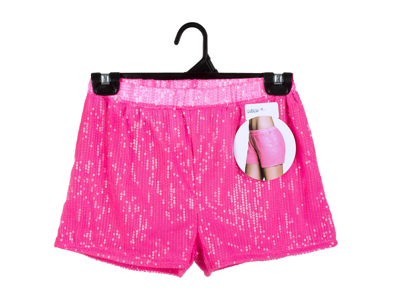 Korte Broek Pailletten Neonroze M - Partywinkel