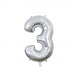 Folieballon Cijfer 3 Zilver 66cm Folieballon Cijfer 3 Zilver 66cm