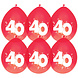 Ballonnen 40 Jaar Rood 30cm 6st Ballonnen 40 Jaar Rood 30cm 6st