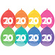 Ballonnen 20 Jaar Gekleurd 30cm 8st Ballonnen 20 Jaar Gekleurd 30cm 8st