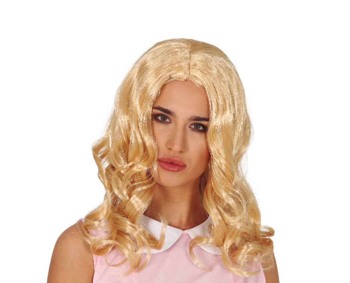 Pruik Lang Haar Blond Krul Partywinkel