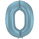 Folie Ballon Cijfer 0 Pastel Blauw XL 86cm leeg Folie Ballon Cijfer 0 Pastel Blauw XL 86cm leeg