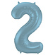 Folie Ballon Cijfer 2 Pastel Blauw XL 86cm leeg Folie Ballon Cijfer 2 Pastel Blauw XL 86cm leeg