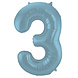 Folie Ballon Cijfer 3 Pastel Blauw XL 86cm leeg Folie Ballon Cijfer 3 Pastel Blauw XL 86cm leeg