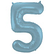 Folie Ballon Cijfer 5 Pastel Blauw XL 86cm leeg Folie Ballon Cijfer 5 Pastel Blauw XL 86cm leeg