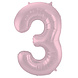 Folie Ballon Cijfer 3 Pastel Roze XL 86cm leeg Folie Ballon Cijfer 3 Pastel Roze XL 86cm leeg