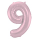 Folie Ballon Cijfer 9 Pastel Roze XL 86cm leeg Folie Ballon Cijfer 9 Pastel Roze XL 86cm leeg
