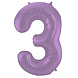 Folie Ballon Cijfer 3 Mat Paars XL 86cm leeg Folie Ballon Cijfer 3 Mat Paars XL 86cm leeg
