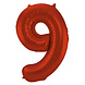 Folie Ballon Cijfer 9 Mat Rood XL 86cm leeg Folie Ballon Cijfer 9 Mat Rood XL 86cm leeg