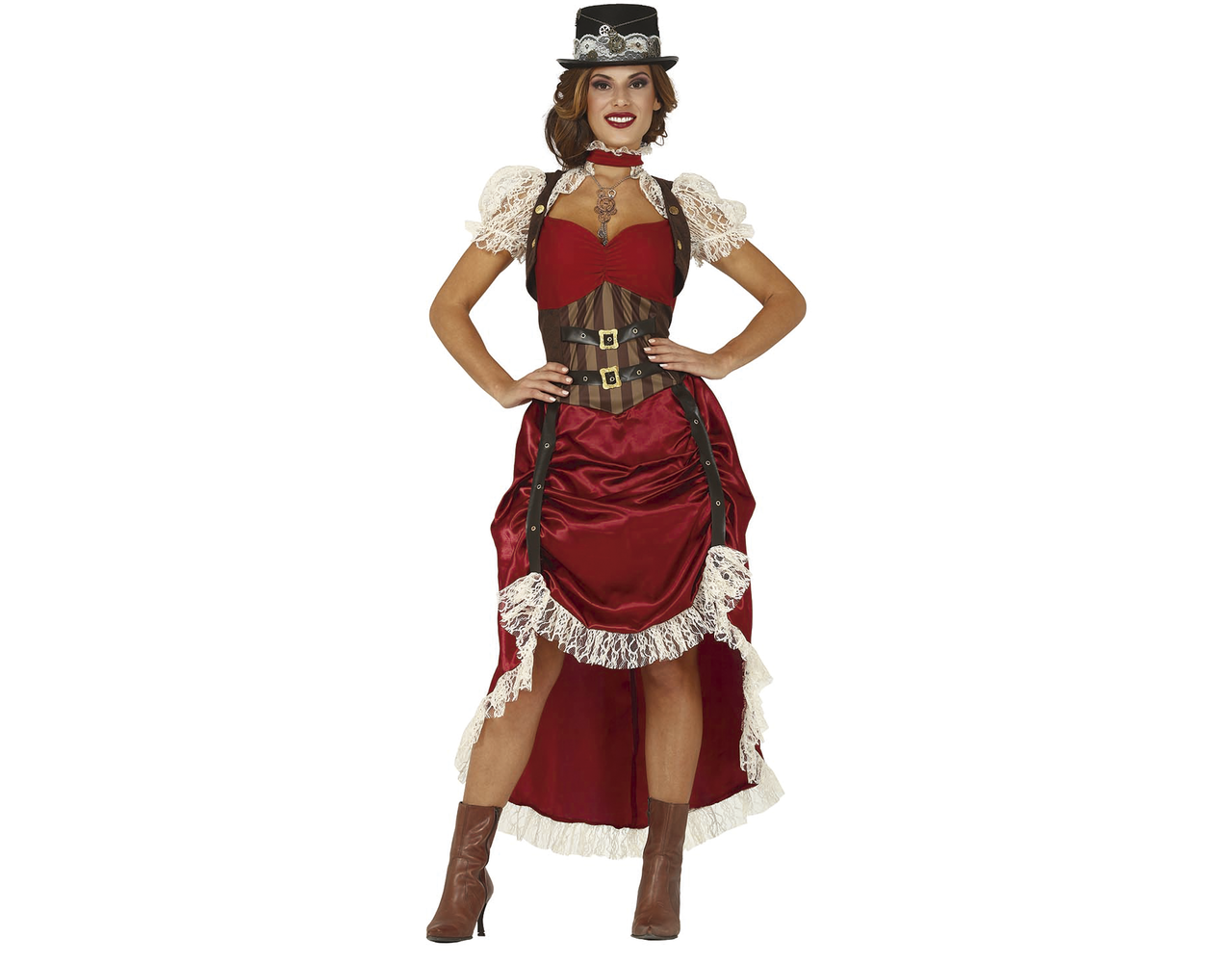 Vereniging Wortel Overeenkomend Steampunk Kostuum Dames Rood - Partywinkel