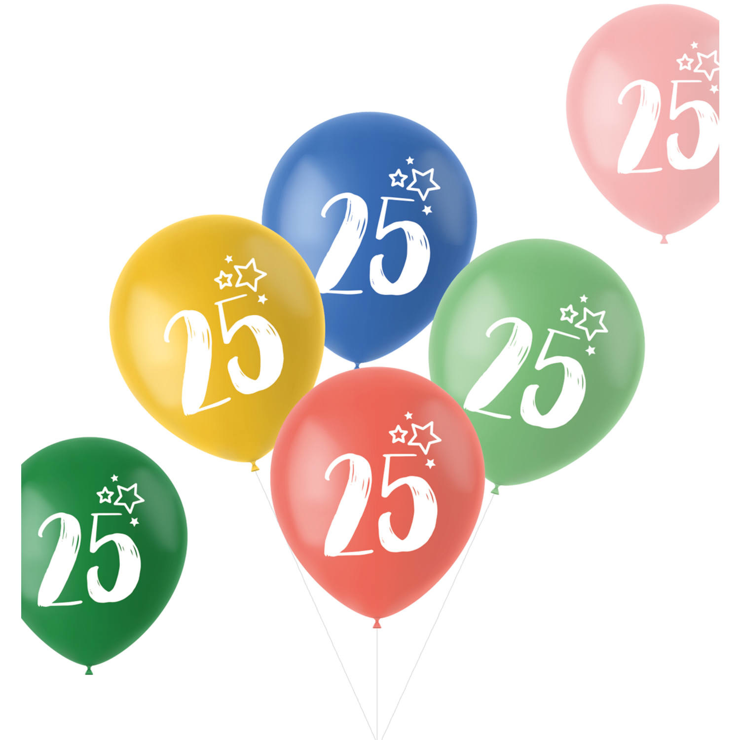 ballonnen-25-jaar-gekleurd-33cm-6st-partywinkel