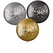 Ballonnen Congrats Zwart Zilver Goud 48cm 3st Ballonnen Congrats Zwart Zilver Goud 48cm 3st