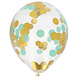 Confetti Ballon Blauw Goud 30cm 4st Confetti Ballon Blauw Goud 30cm 4st