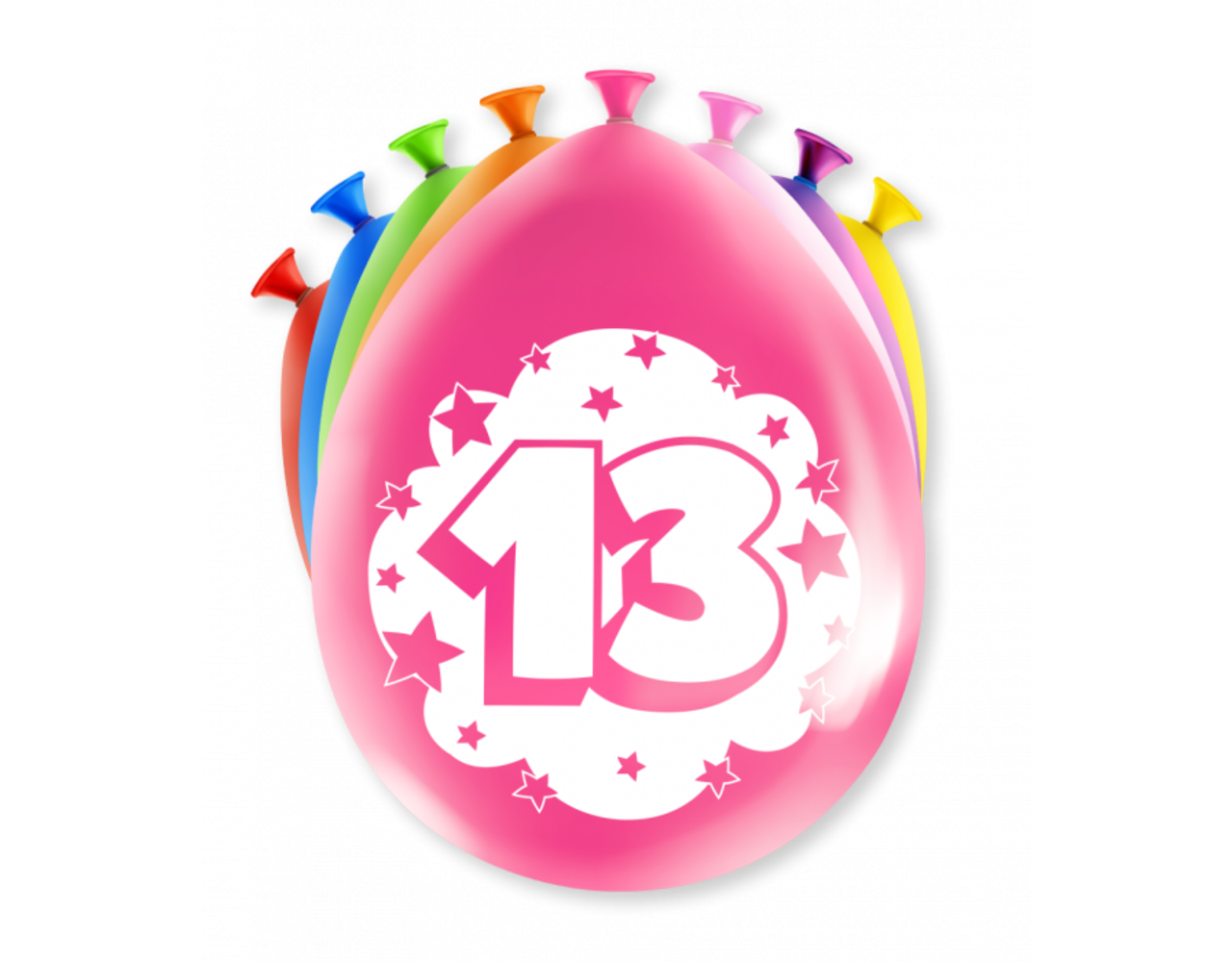 Ballonnen 13 Jaar Meerkleurig 30cm 8st - Partywinkel