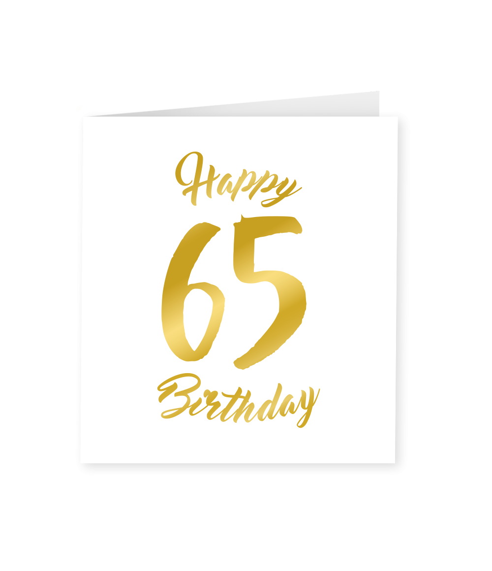 Kaart 65 Jaar Goud Wit 15cm - Partywinkel